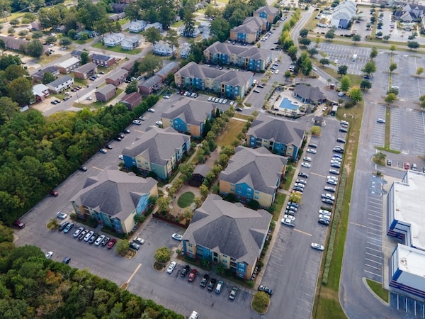 An aerial view of the houses and apartments and building supply Hattiesburg MS residents trust to build their communities